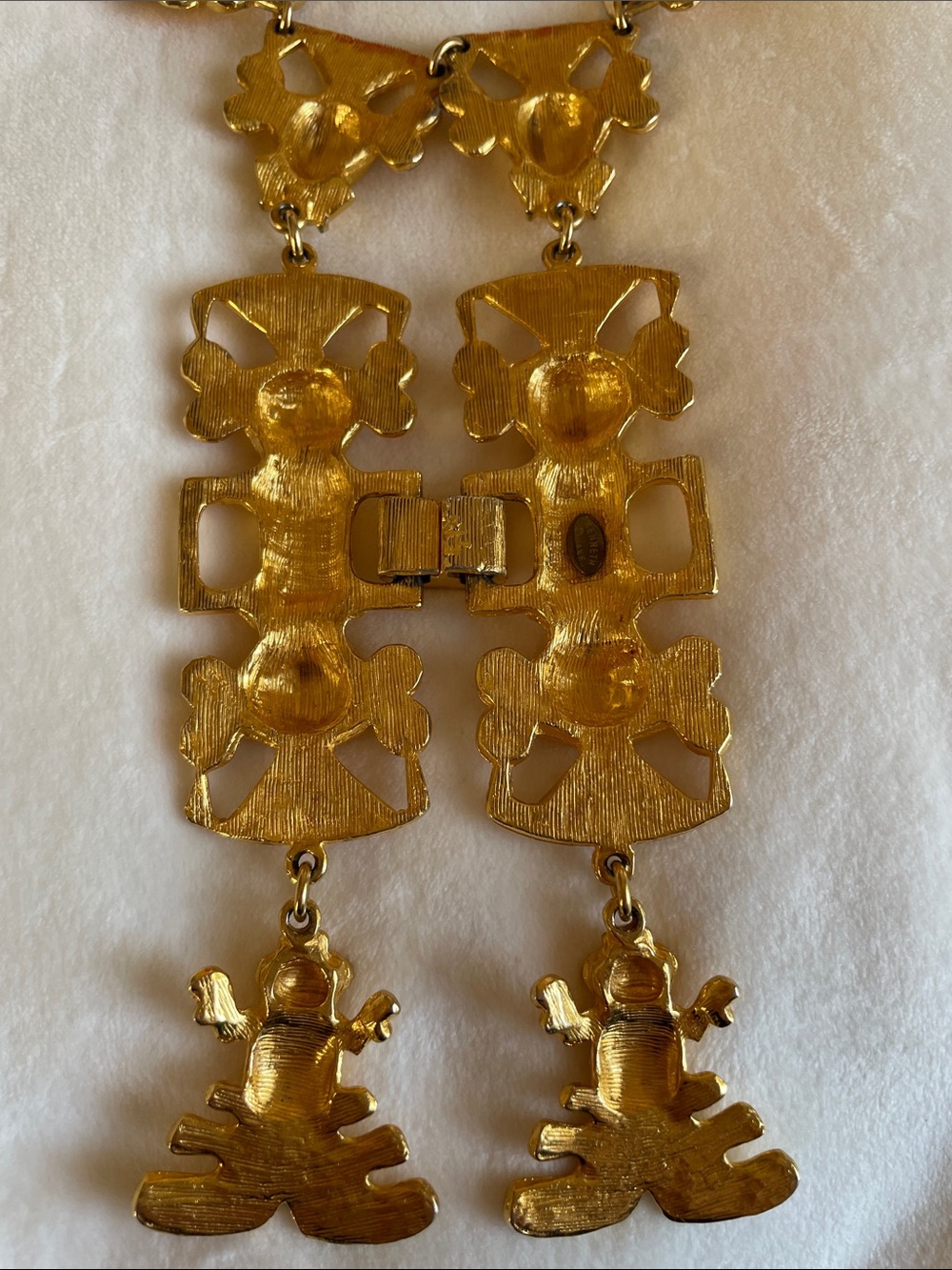 Vintage Kenneth Jay Lane Gold Plated Statement Tribal Mayan Necklace - Picture 12 of 13
